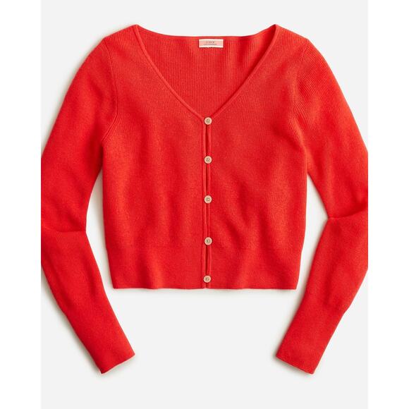 J. Crew Sweaters - J.Crew Featherweight Cashmere Cropped Cardigan - 0 - Belvedere Red
